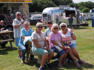 Family enjoying the food court at Retro Festival