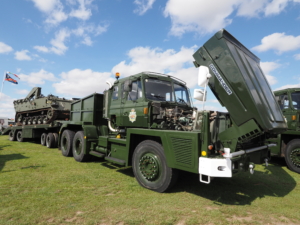 Military vehicles in the classic vehicle show at Retro Festival